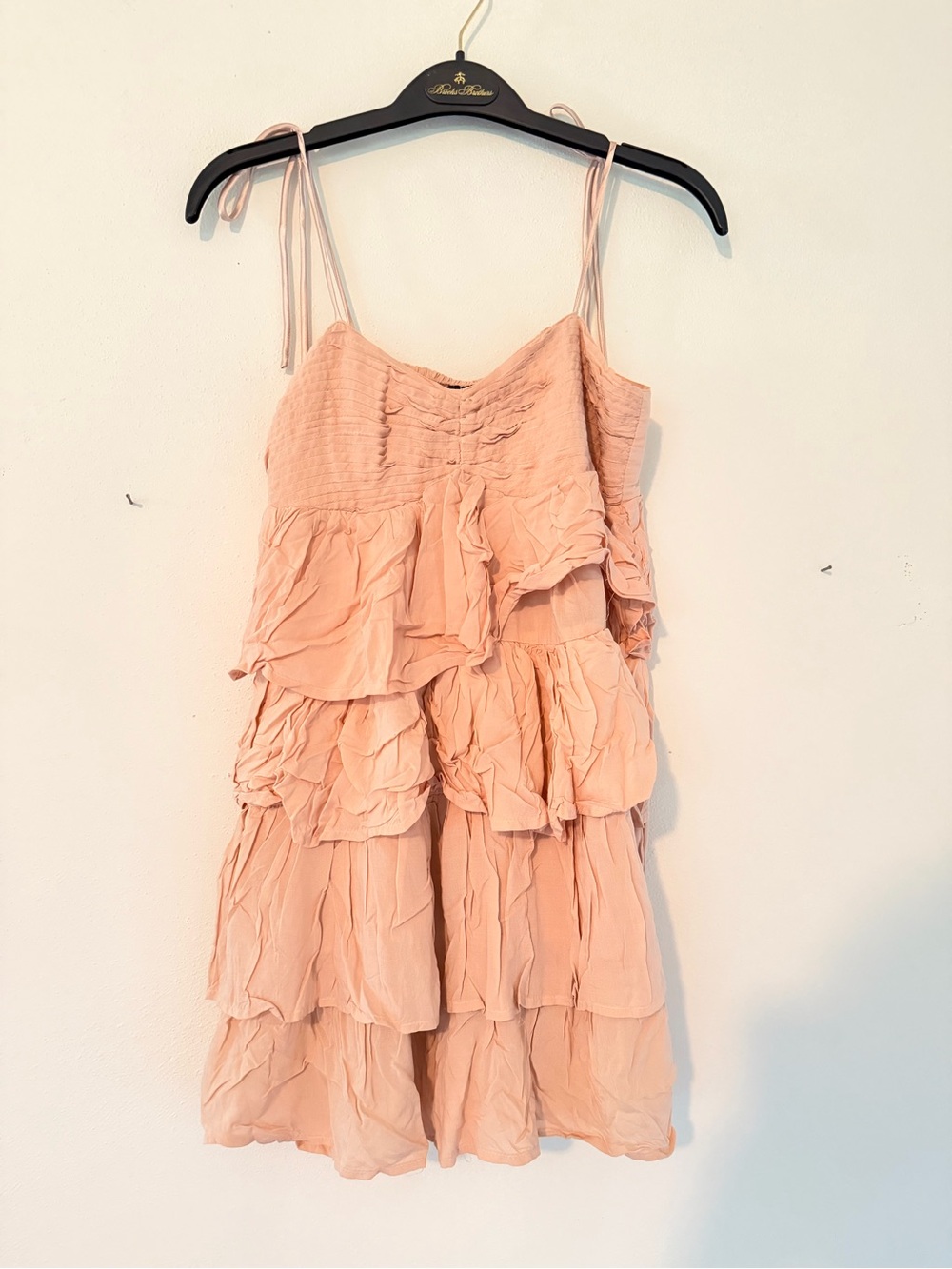 H&M Peach Tiered Ruffle Spaghetti Strap Dress
